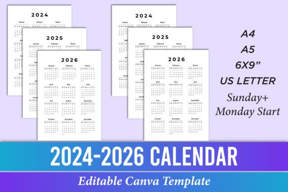 2024-2026 Vertical Calendar Canva Kdp: Streamline Your Planning