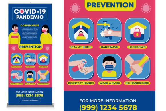 Covid-19 Prevention Roll Up Banner: A Modern Design Asset