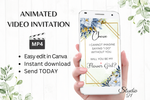 Digital Flower Girl Proposal W3144FG: A Modern Invitation Template
