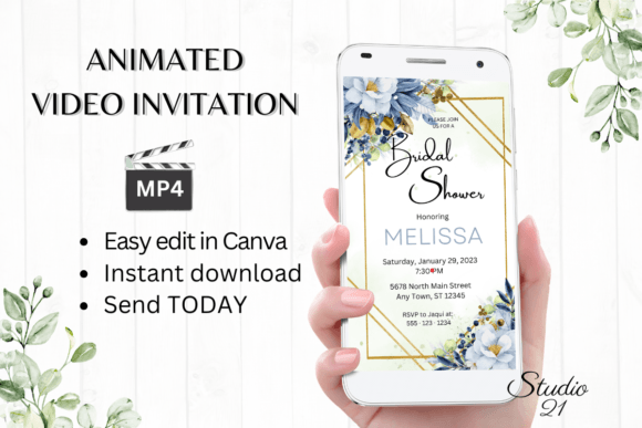Effortless Elegance: The Digital Bridal Shower Invite W4144