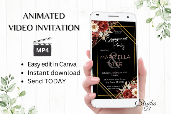 Fall Engagement Party Invite W1155: A Warm & Romantic Digital Evite