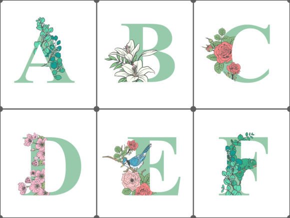 Minimalist Isolated Alphabet Floral Line Art