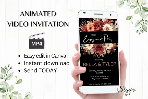 Modern Fall Engagement Party Invites with W1157