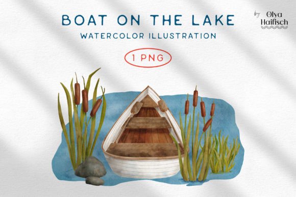 Watercolor Boat on Lake PNG Clipart: A Serene Summer Asset